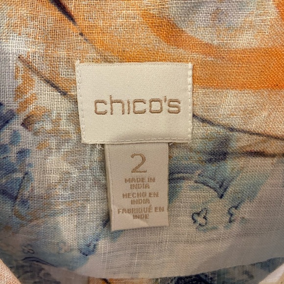 🔥 CHICOS 🔥 Linen button down top 🔥 Size 2 🔥 - Picture 2 of 8
